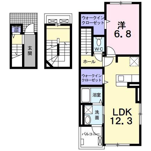 チェリーブロッサム(1LDK/3階)の間取り写真