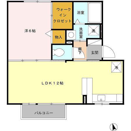 スマイルE&N E(1LDK/2階)の間取り写真