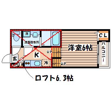 ディアコート(1K/1階)の間取り写真