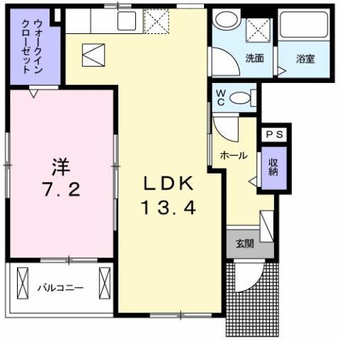 ルミエール六反地(1LDK/1階)の間取り写真