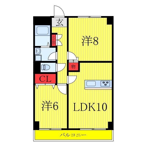 PRESTIGEミネギシ(2LDK/4階)の間取り写真