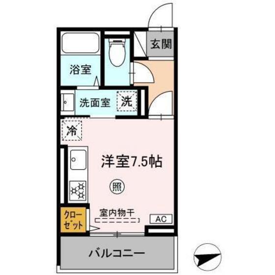 LUCE船越(ワンルーム/2階)の間取り写真