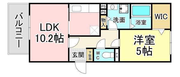 エトワール中井(1LDK/2階)の間取り写真