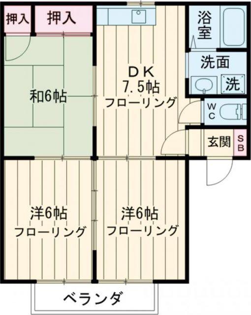 エスポワール(3DK/1階)の間取り写真