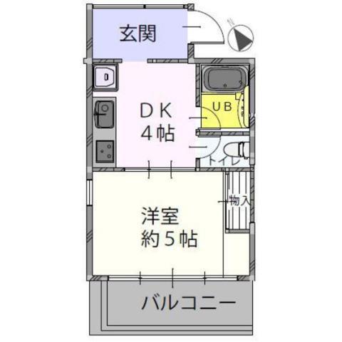 ガーデンヒルズ(1DK/2階)の間取り写真