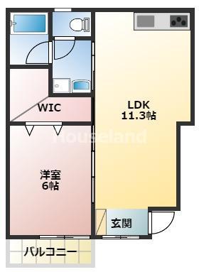 TJ船尾4 A(1LDK/1階)の間取り写真