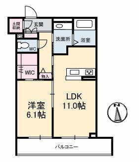 グランフォーレ中井(1LDK/2階)の間取り写真