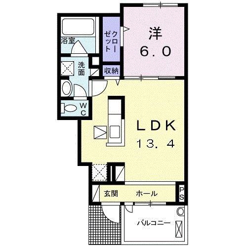 ジェルメ南葛西III(1LDK/1階)の間取り写真