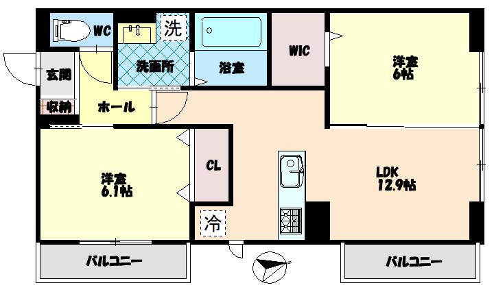 エムフルージュ(2LDK/1階)の間取り写真