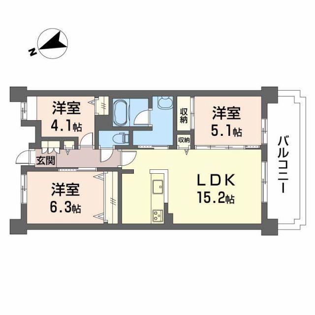 JMU久居社宅F棟 F(3LDK/3階)の間取り写真