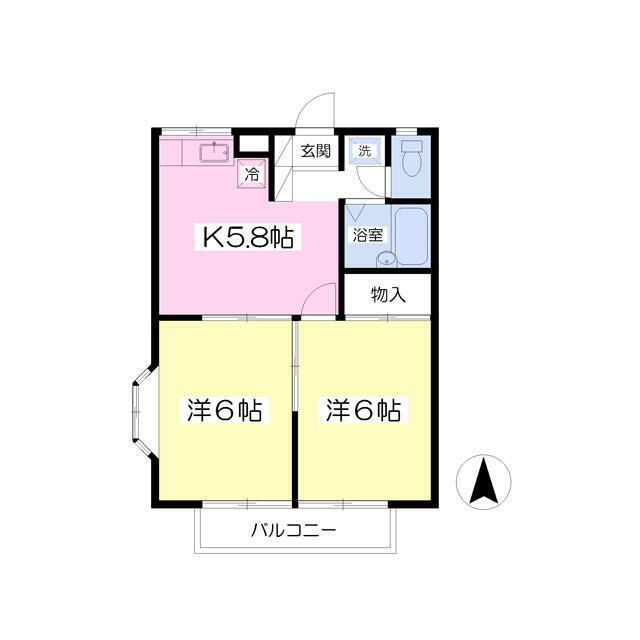 エステートピアU(2K/2階)の間取り写真