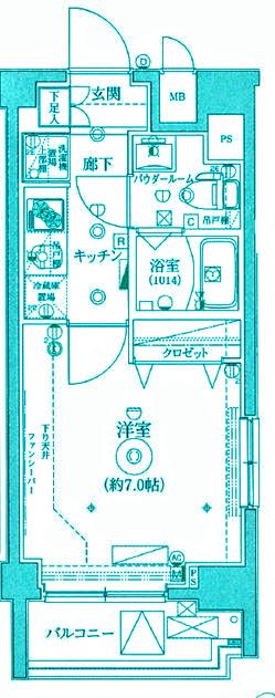 クレイシア戸越公園(1K/8階)の間取り写真
