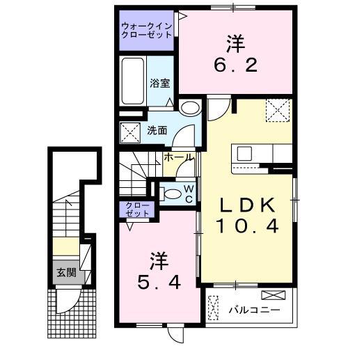 ゴーズ レジデンス M(2LDK/2階)の間取り写真