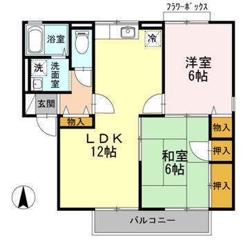 ガーデンハイツB(2LDK/2階)の間取り写真