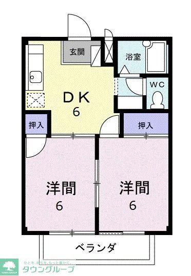 メゾンアサバ(2DK/2階)の間取り写真