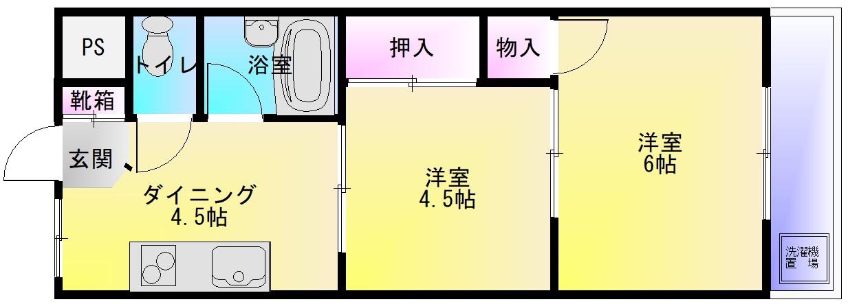 サンコート小澤(2DK/4階)の間取り写真