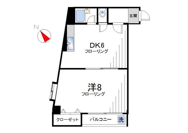 リバーストーン(1DK/2階)の間取り写真