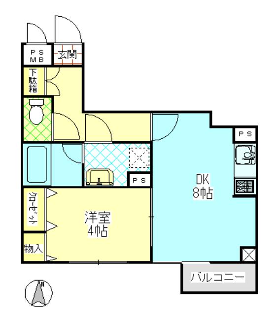 ライオンズマンション高田(1LDK/5階)の間取り写真