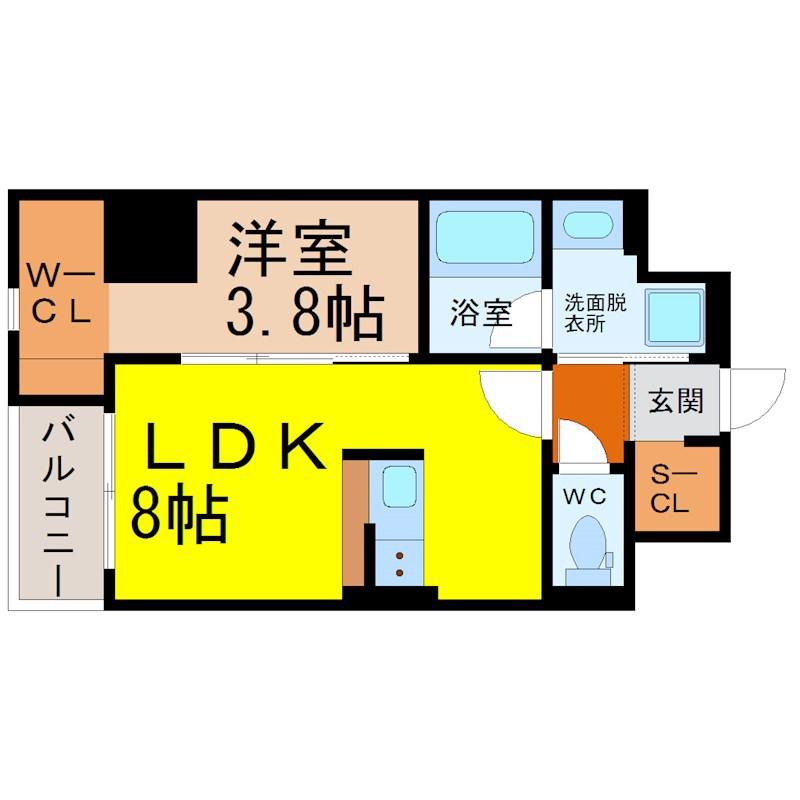 THE 9TH RESIDENCE SAKAE SIDE(1LDK/3階)の間取り写真