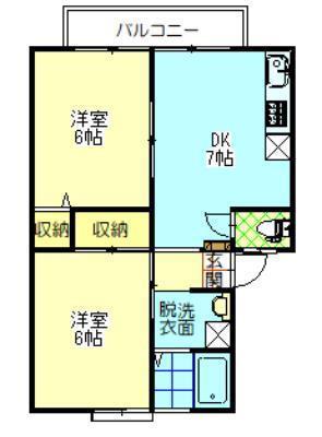 SUN LIFE タカナオ(2DK/2階)の間取り写真