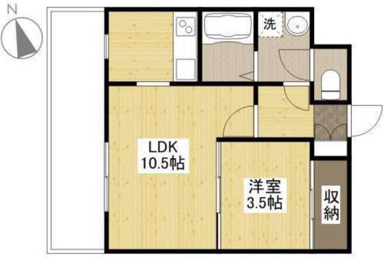 クリスタルビル(1LDK/2階)の間取り写真