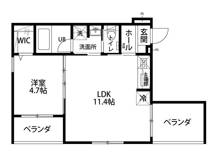 パルテナ(1LDK/1階)の間取り写真