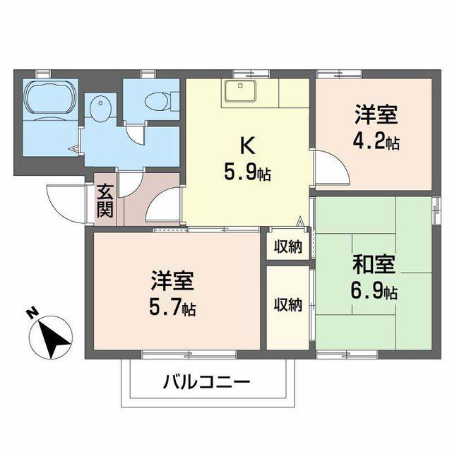 シエスタC棟(3K/1階)の間取り写真