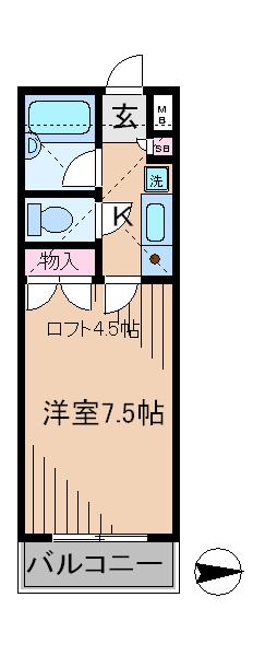 西山ハイツ(1K/2階)の間取り写真
