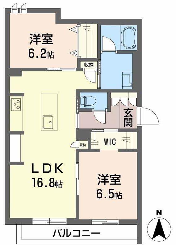 シャーメゾン グランクロア(2LDK/2階)の間取り写真