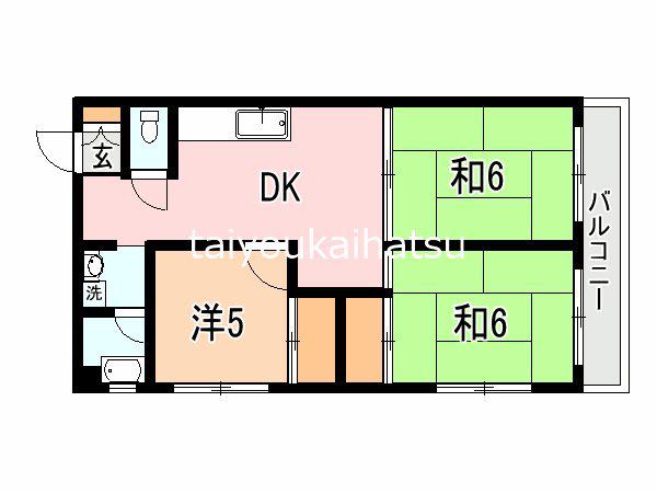 中洲福永ビル(3DK/8階)の間取り写真