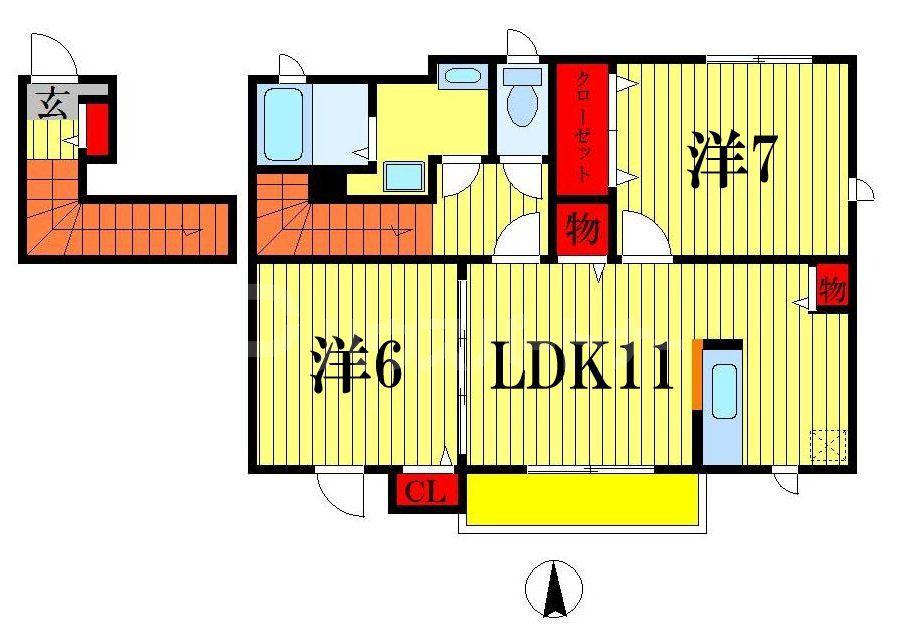 東武野田線 塚田駅 徒歩23分 2階建 築16年(2LDK/2階)の間取り写真