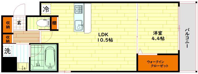 アプリーレ大阪城北(1LDK/3階)の間取り写真