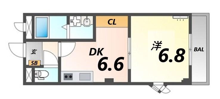 リヴィエール(1DK/2階)の間取り写真