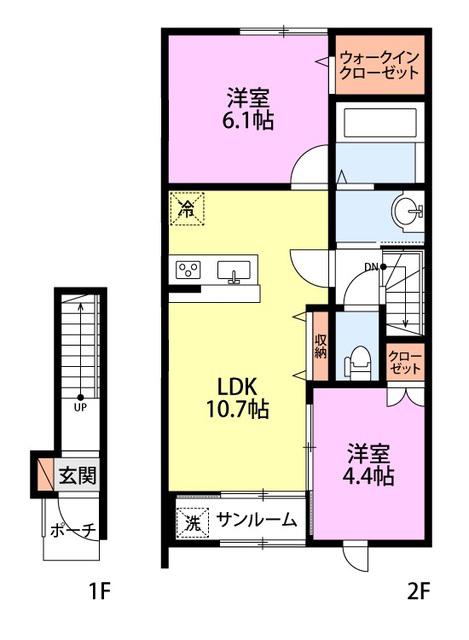 STAR RAYS(2LDK/2階)の間取り写真