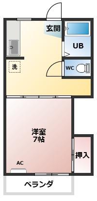 ララポート加治木(1K/1階)の間取り写真