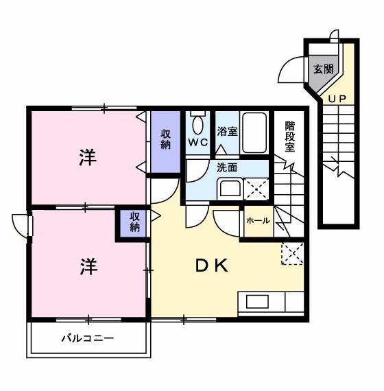 シャルダン・フロレスタ I(2DK/2階)の間取り写真