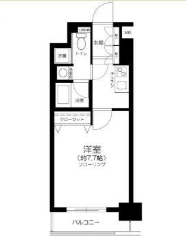 プレールドゥーク京橋(1K/3階)の間取り写真