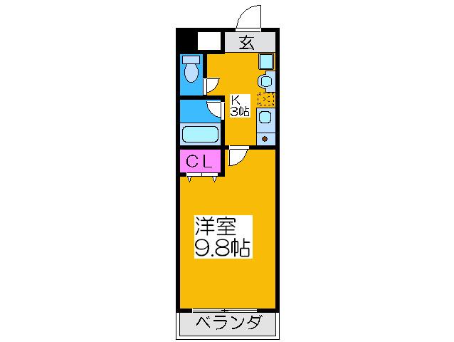 プロシード長居公園通(1K/8階)の間取り写真