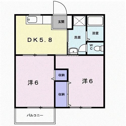 ひまわり(2DK/2階)の間取り写真