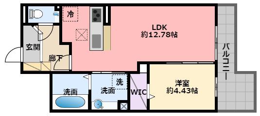 カームテラス甲子園口(1LDK/1階)の間取り写真