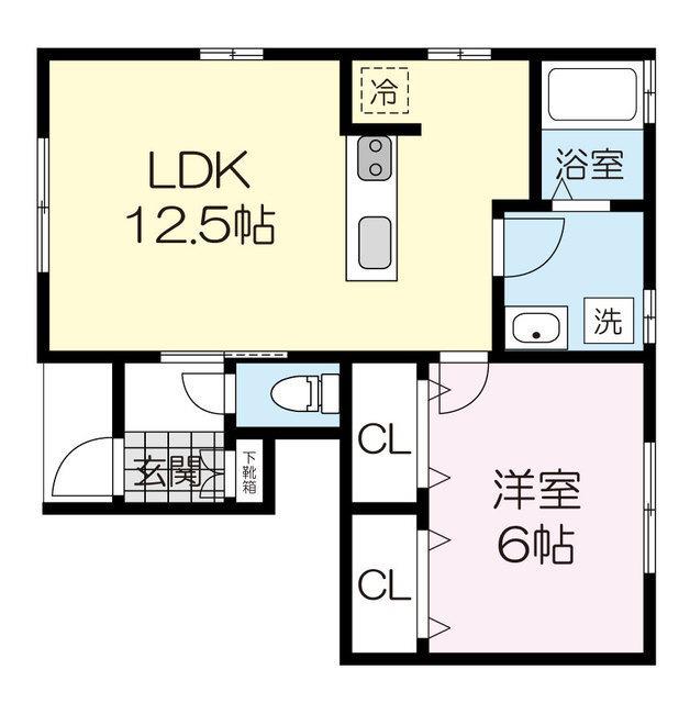 D-ROOM多賀城中央(1LDK/1階)の間取り写真