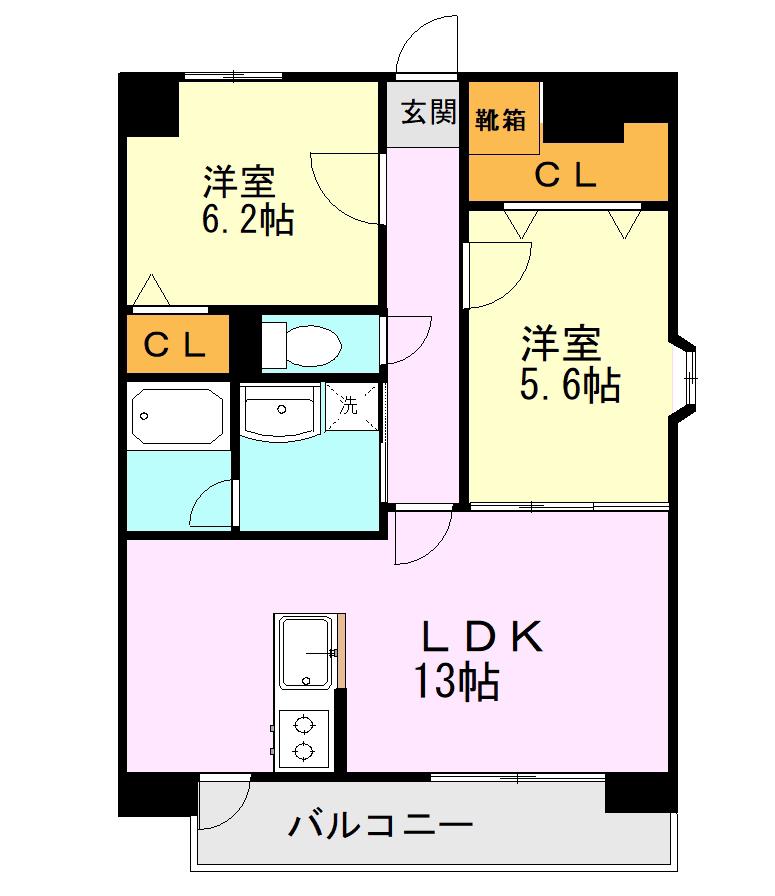 OAK VILLA大津レジデンス (2LDK/10階)の間取り写真