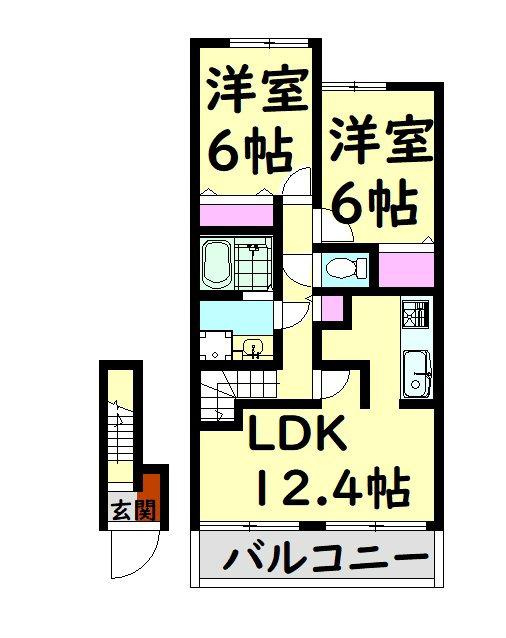 ガーデンハウスYH(2LDK/2階)の間取り写真