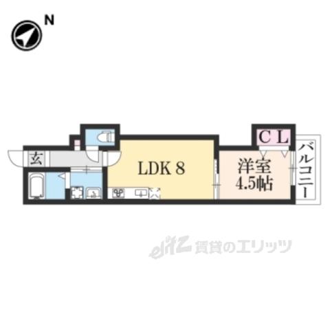 プライベートレジデンス山科御陵(1LDK/3階)の間取り写真