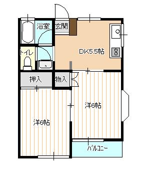 ガーデンコーポ(2DK/1階)の間取り写真