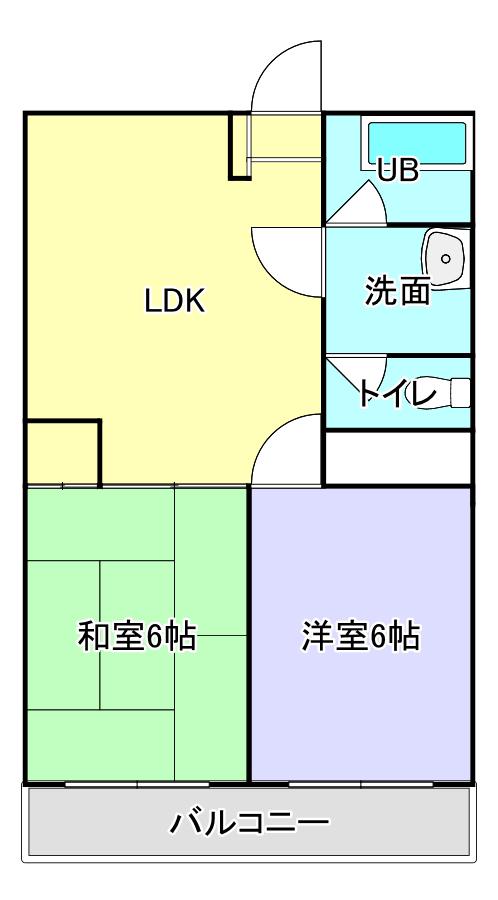 ハイツヤワタ・12(2LDK/4階)の間取り写真