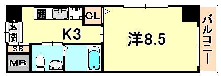 ビエンベスティード(1K/4階)の間取り写真