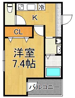 フジパレス阪急塚口駅東イースト(1K/3階)の間取り写真