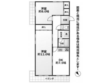 メゾンひらの(2LDK/3階)の間取り写真