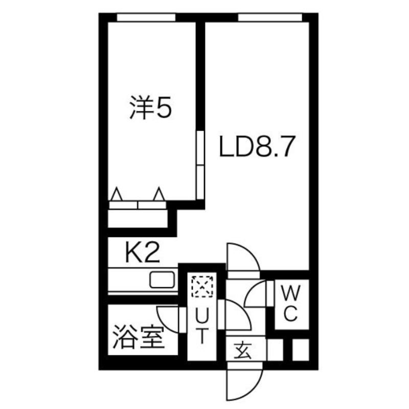 ECOA豊平公園(1LDK/4階)の間取り写真